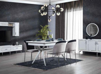 Designer Dining set 8-piece Dining table Chair Chest of drawers Mirror Dining tables Wood